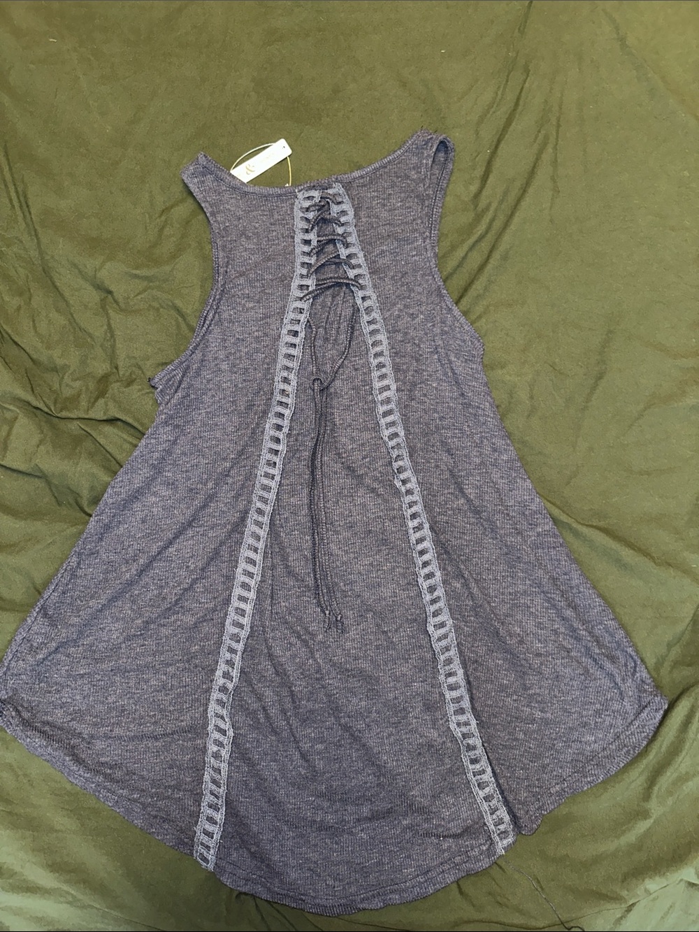 Relaxed Ribbed Tank Top - Heathered Navy - Picture 3 of 3